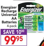 Energizer Recharge Universal AA Batteries-4's pack