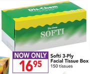 Softi 3 Ply Facial Tissue Box-150 Tissues