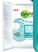 Garnier 2 In 1 Wipes-25's Pack