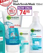 Garnier 3 In 1 Wash/Scrub/Mask-150ml