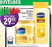 Vaseline Body Cream/Lotion Assorted-400ml/500ml Each
