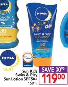Nivea 150ml Sun Kids Swim & Play Sun Lotion SPF50+