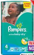 Pampers Active Baby Jumbo Pack Assorted Sizes And Quantities-Per Pack