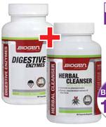 Biogen Digestive Enzymes 60 Capsules Plus Herbal Cleanser 60 Capsules-For Both packs