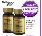 Dis-Chem Gold Hair, Skin & Nails 60 Softgel Capsules-For 1