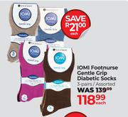 IOMI Foot Nurse Gentle Grip Diabetic Socks 3 Pairs Assorted-Each