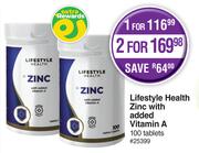 Lifestyle Health Zinc With Added Vitamin A 100 Tablets-For 1