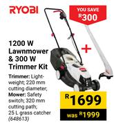 Ryobi 1200W Lawnmower & 300W Trimmer Kit