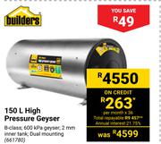 Builders 150L High Pressure Geyser