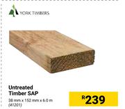 York Timbers Untreated Timber Sap-38mm x 152mm x 6.0m