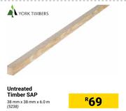 York Timbers Untreated Timber Sap-38mm x 38mm x 6.0m