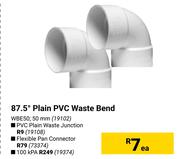 87.5° Plain PVC Waste Bend 50mm WBE50-Each 