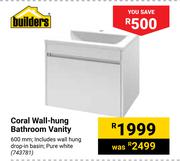 Builders Coral Wall Hung Bathroom Vanity