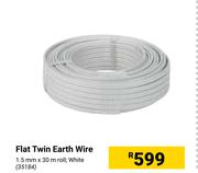 Flat Twin Earth Wire White-1.5mm x 30m Roll