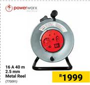 Power Worx 16A 40m 2.5mm Metal Reel