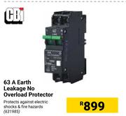 CBI 63A Earth Leakage No Overload Protector
