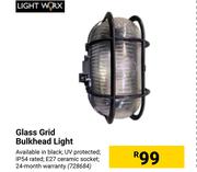 Lightworx Glass Grid Bulkhead Light