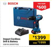 Bosch Impact Cordless Drill & Battery GSB183