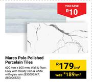 Marco Polo Polished Porcelain Tiles 600mm x 600mm-Per Sqm