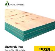 York Timbers Shutterply Pine-2.44m (l) x 1.22m (w) x 18mm (d) Each