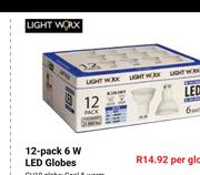 Lightworx 12 Pack 6W LED Globes