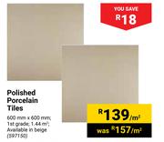 Polished Porcelain Tiles-600mm x 600mm Per Sqm