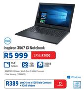 Dell Inspiron 3567 i3 Notebook-On A 5GB Data Contract + R209 Modem