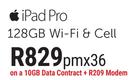Apple iPad Pro 128GB WiFi & Cell-On 10GB Data Contract