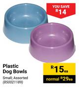Plastic Dog Bowls Small Assorted-Each