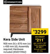 Home & Kitchen Kera Side Unit-900mm(h) X 870mm(w) X 450mm(d)