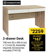 Home & Kitchen 2-Drawer Desk-740mm(h) X 600m(w) X 1.2mm(l)