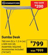 Home & Kitchen Sumba Desk-760mm(h) X 1.2m(w) x 600mm(d)