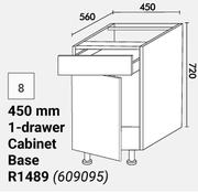 Home & Kitchen Floor Units 450mm 1 Drawer Cabinet Base