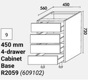 Home & Kitchen Floor Units 450mm 4 Drawer Cabinet Base
