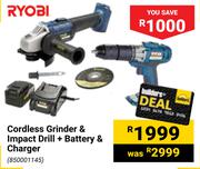Ryobi Cordless Grinder & Impact Drill + Battery & Charger