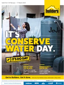 Builders : It's Conserve Water Day (18 February - 17 March 2025)