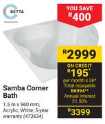 Betta Samba Corner Bath