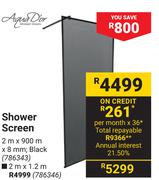 Aqua Dior Shower Screen-2m x 1.2m x 8mm