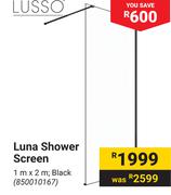Lusso Luna Shower Screen Black-1m x 2m