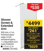 Shower Screen & Extended Arm-1.2m x 2m