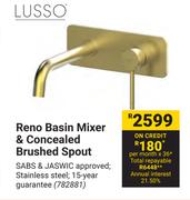 Lusso Reno Basin Mixer & Concealed Brushed Spout