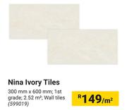 0Nina Ivory Tiles-300mm x 600mm Per Sqm