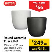 Keter Round Ceramic Tusca Pot 200mm X 225mm-Each 