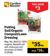 Garden Master Potting Soil/Organic Compost/Lawn Dressing-Each