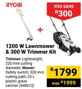 Ryobi 1200W Lawnmower & 300W Trimmer Kit