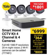 Yale Smart Home CCTV Kit 4 Channel & 4 Cameras