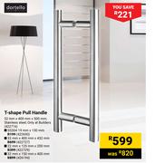 Dortello T Shape Pull Handle -32mm X 150mm X 400mm 