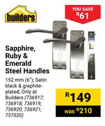 Builders Sapphire, Ruby & Emerald Steel Handles