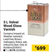 Fired Earth 1L Velvet Wood Gloss Varnish