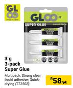 Gloo 3g 3-Pack Super Glue-Per Pack